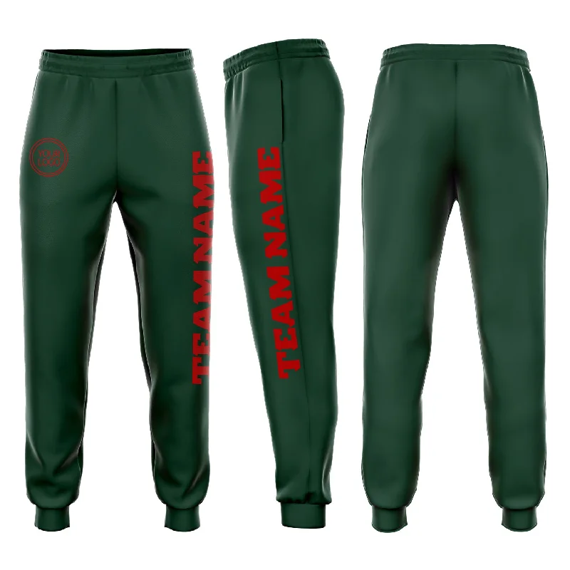 Soft And Comfortable Custom Green Red Fleece Jogger Sweatpants
