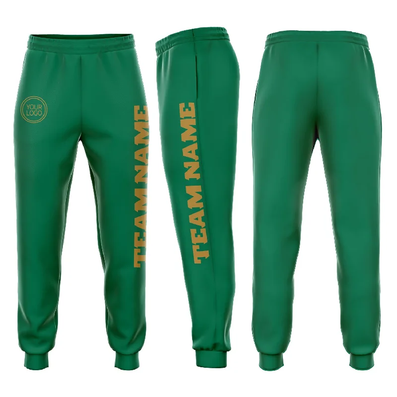 European And American Style Custom Kelly Green Old Gold Fleece Jogger Sweatpants