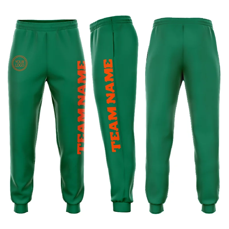 Elegant Temperament Custom Kelly Green Orange Fleece Jogger Sweatpants