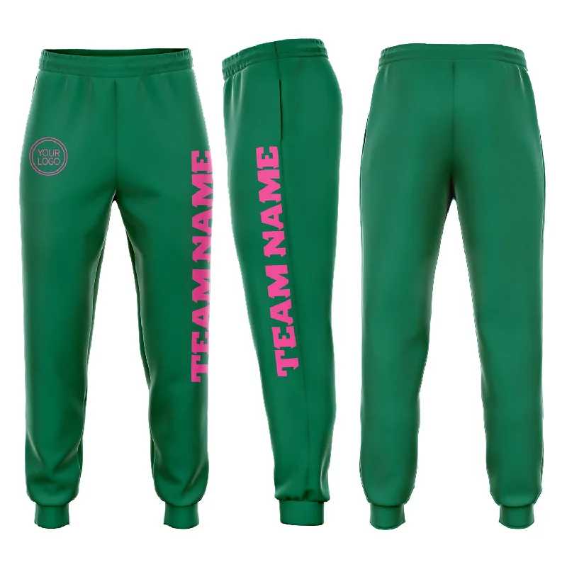 Street Charm Custom Kelly Green Pink Fleece Jogger Sweatpants
