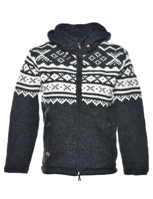 Ethnic Style Hooded Nordic Cardigan - S