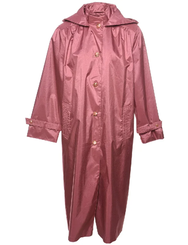 Light And Breathable Hooded Pale Pink Classic Trench Coat - L