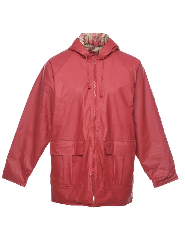 Bright Colors Hooded Red Raincoat - S