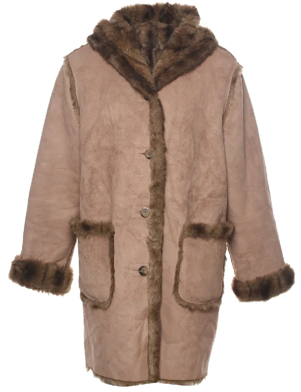 Eye-catching Personality Hooded Shearling Jacket - L