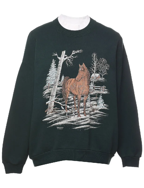 Retro Fashion Horse Design 1990s Sweatshirt - M