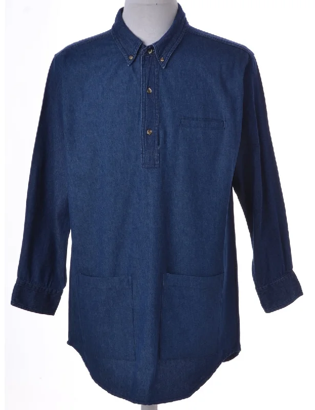 High Street Fashion Indigo 3 Button Denim Shirt