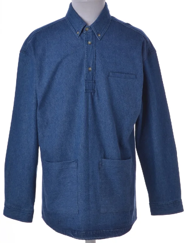 Goddess Style Indigo 3 Button Denim Shirt