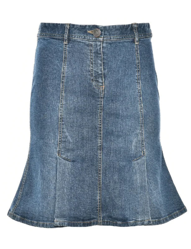 Celebrity Style Indigo Denim Skirt - S