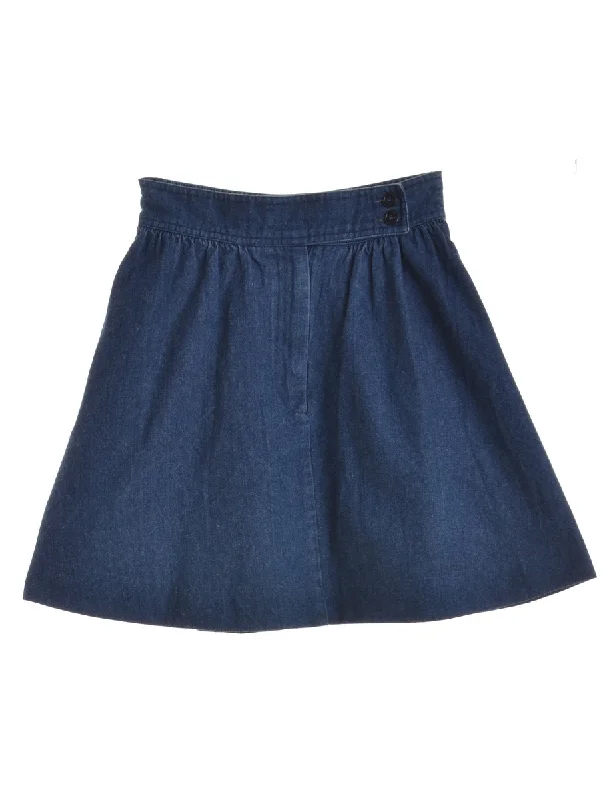 Lace Design Indigo Denim Skirt