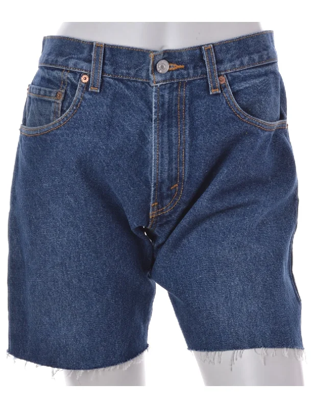 Free And Comfortable Indigo Frayed Denim Shorts