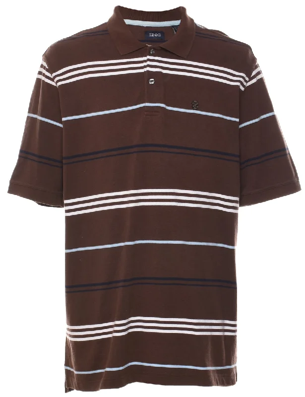 Casual Chic Izod Black, Brown & White Polo Shirt - L