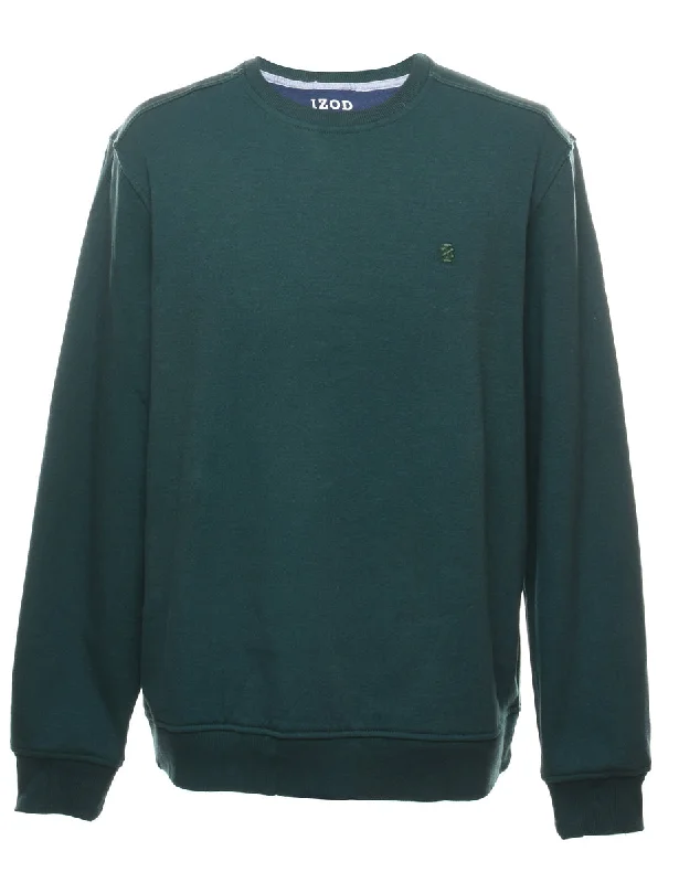 Easygoing Style Izod Plain Dark Green Sweatshirt - L