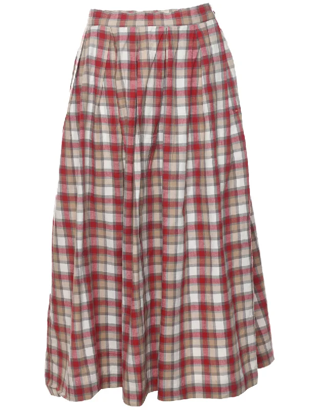 Relaxed Fit Izod Pleated Checked Skirt - M