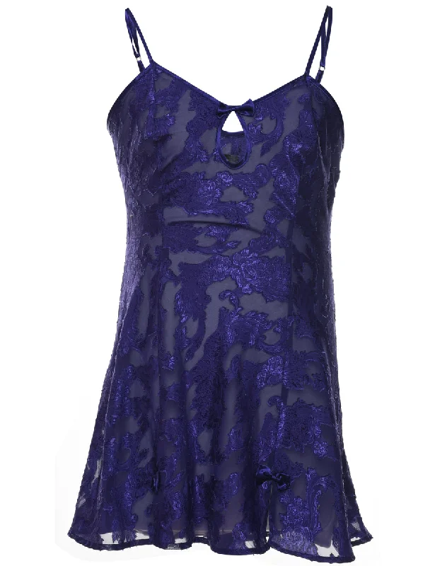 Sporty Wear Jacquard Pattern Purple Sheer Fredriks Of Hollywood Babydoll - S