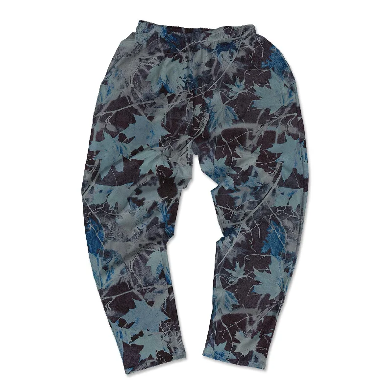 Cozy Fitting Muscle Pants - Blue & Black Maple Leaves