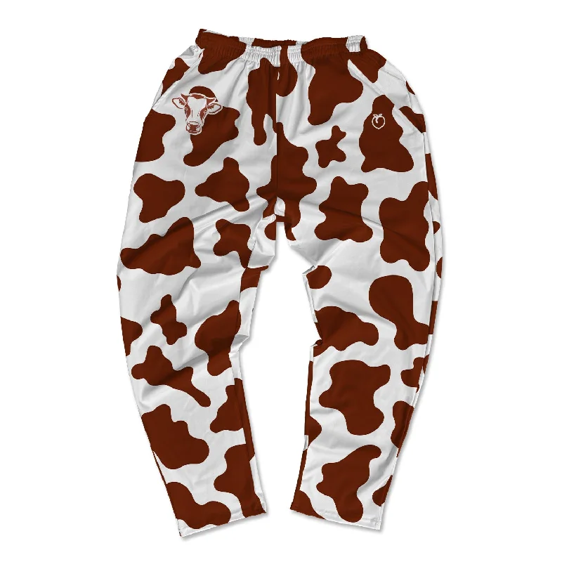 Effortless Elegance Muscle Pants - Brown Cow Print
