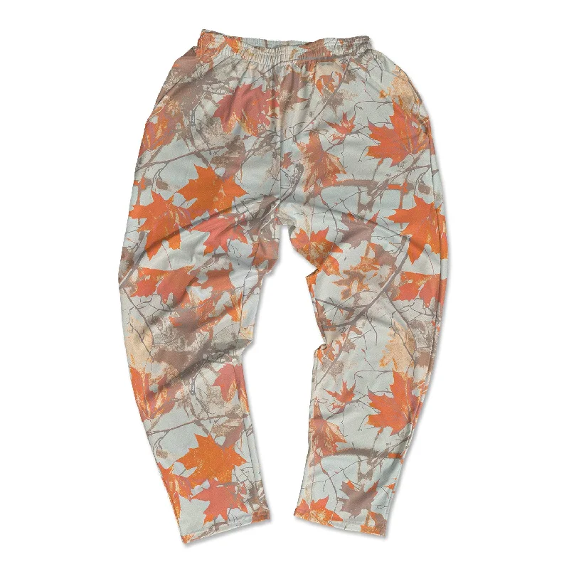 Comfy Chic Wear Muscle Pants - Orange Maple Leaves