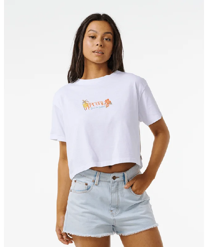 Exclusive Customization Rip Curl Island Crop Tee-White