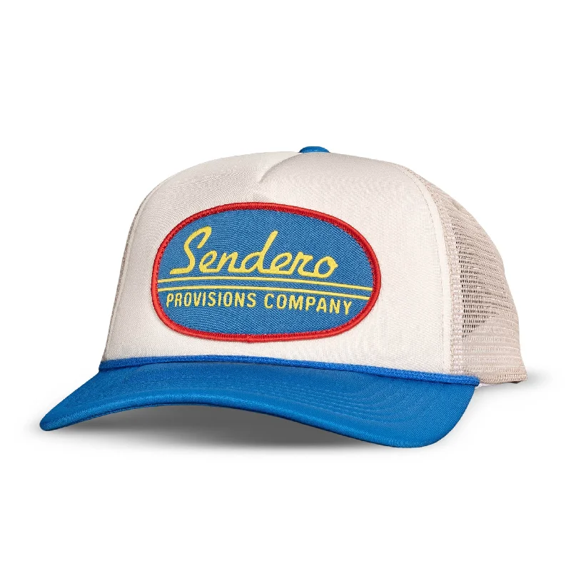 Minimalism Sendero Provisions Co. "Country Store" Snapback Hat in Cream & Blue