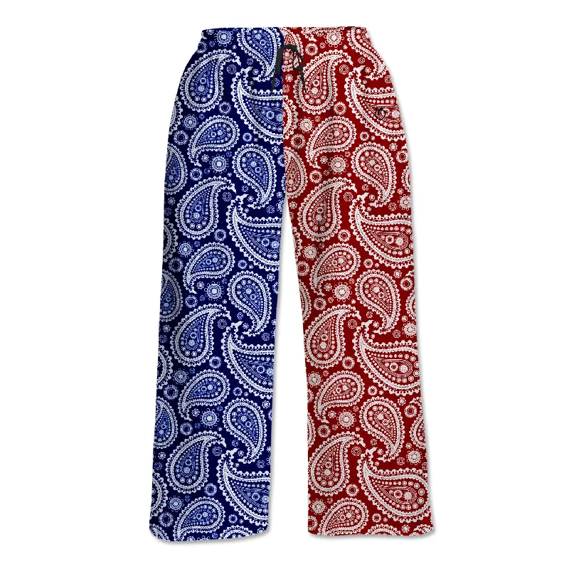 Urban Chic Unisex Lounge Pants - Paisley Red & Blue