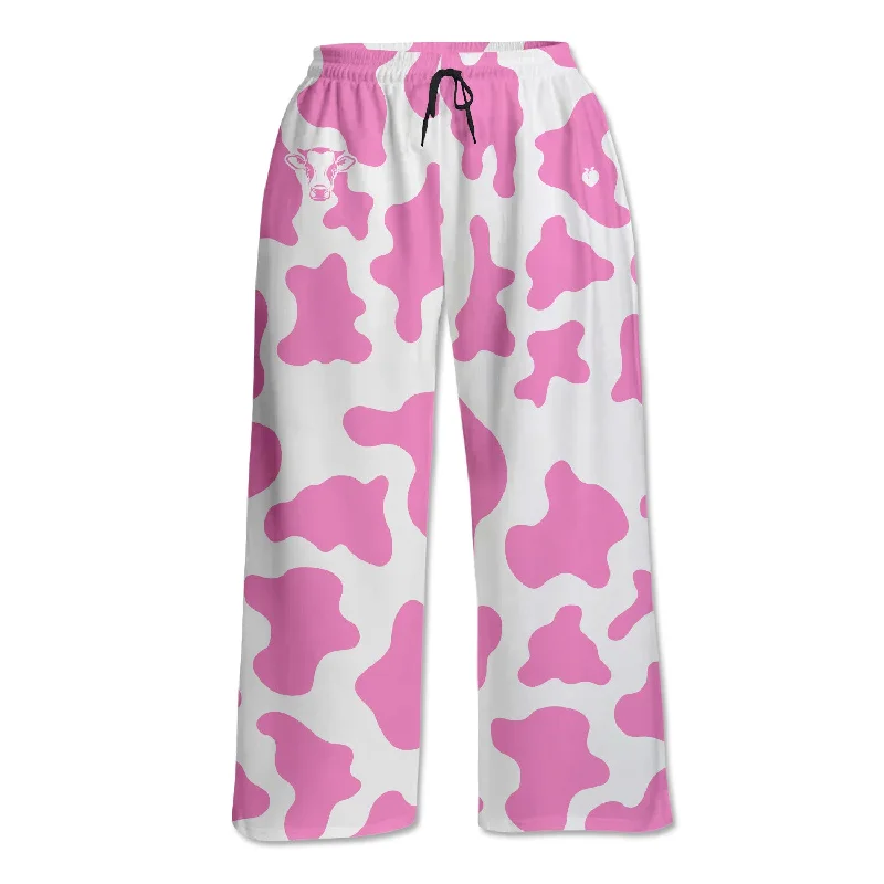 Comfortable Sweaters Unisex Lounge Pants - Pink Cow Print