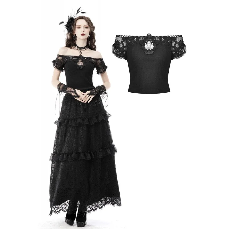 Comfortable And Casual Women's Gothic Off Shoulder Lace Top