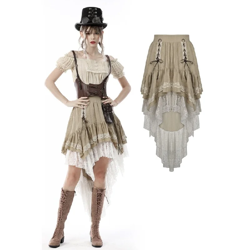 Elegant And Charming Women's Steampunk Gothic Layered Dovetail Skirt Victorian Ruffles Pirate Skirt
