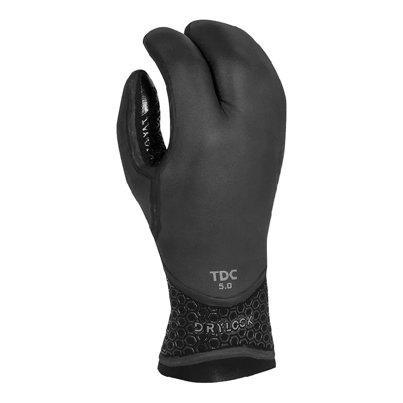 Free And Casual Xcel Drylock Texture Skin 3 Finger 5mm Gloves-Black