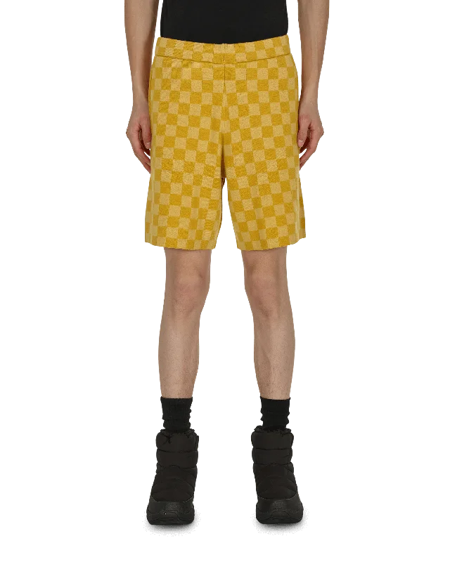 Fashionable Prints Duotone Checkerboard Shorts Yellow