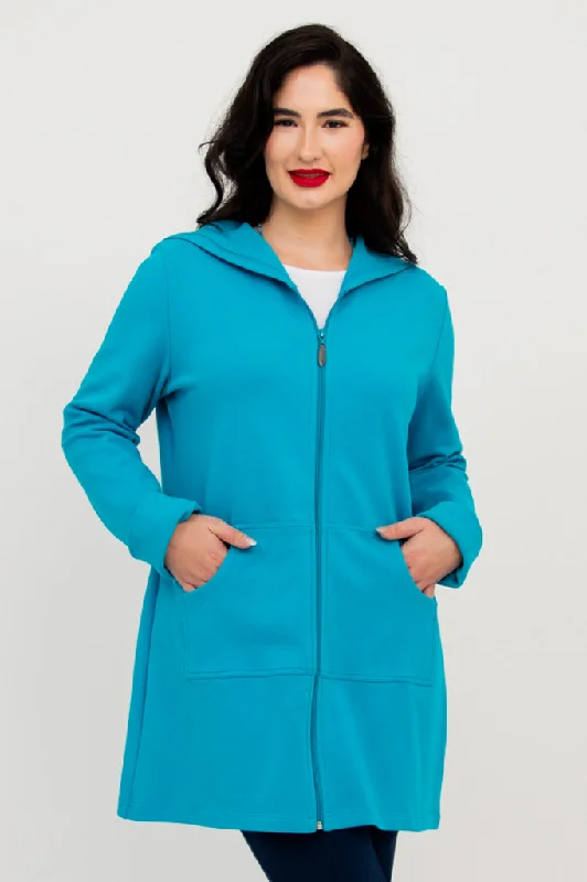 Layered Style Cortes Jacket, Turquoise, Cotton