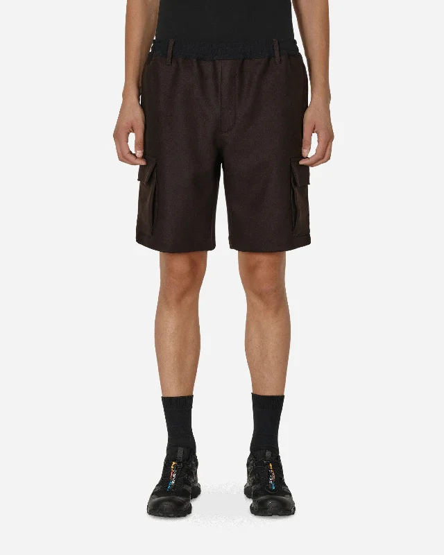 Embroidered Letters Salomon Panno Utility Shorts Brown