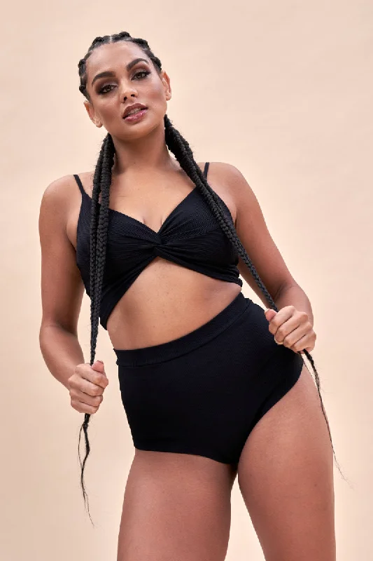 Fashionable Items Lunalae High Waist Shorts - Ribbed Black