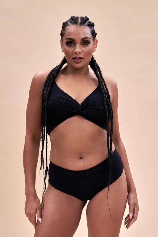 Personalized Design Lunalae Low Waist Shorts - Ribbed Black