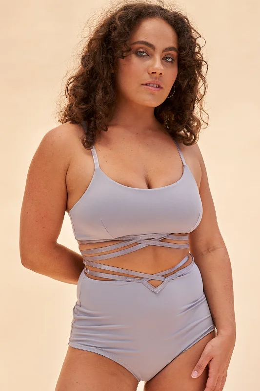 Classic And Versatile Lunalae Willow Cross Over High Waist Bottoms - Recycled Grey