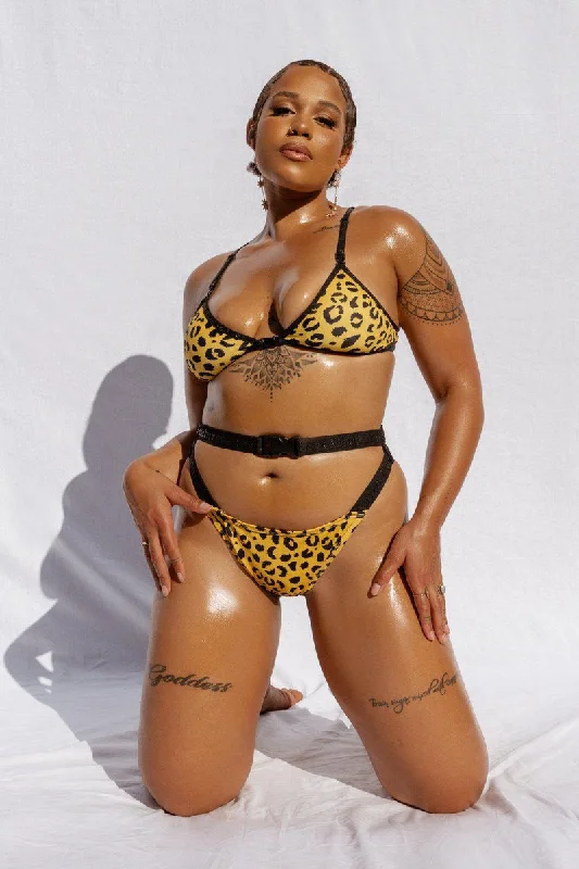 Urban Style CXIX Buckle Up Bottoms SAFARI - Yellow Leopard