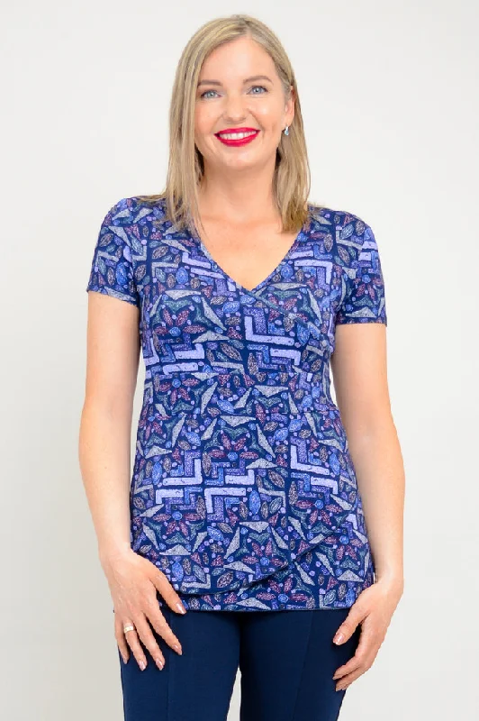 Retro Design Suzanne Short Slv Top, Motoca, Bamboo - Final Sale