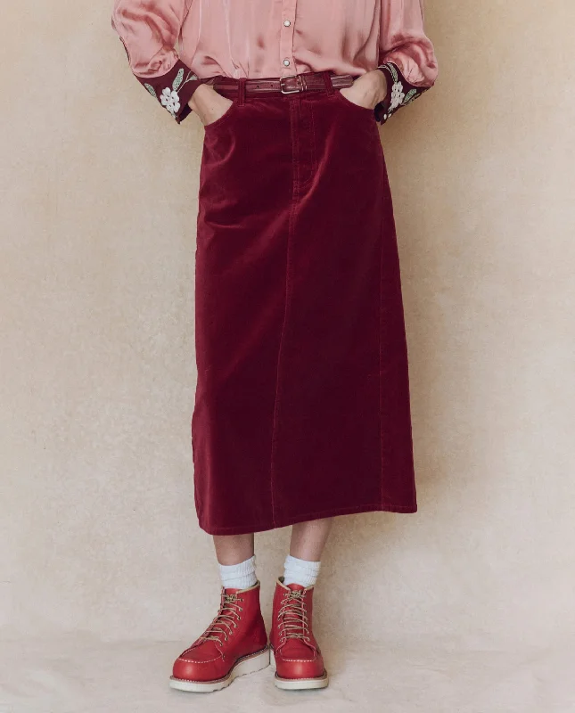 Modernism The Velvet Column Skirt. -- Bordeaux