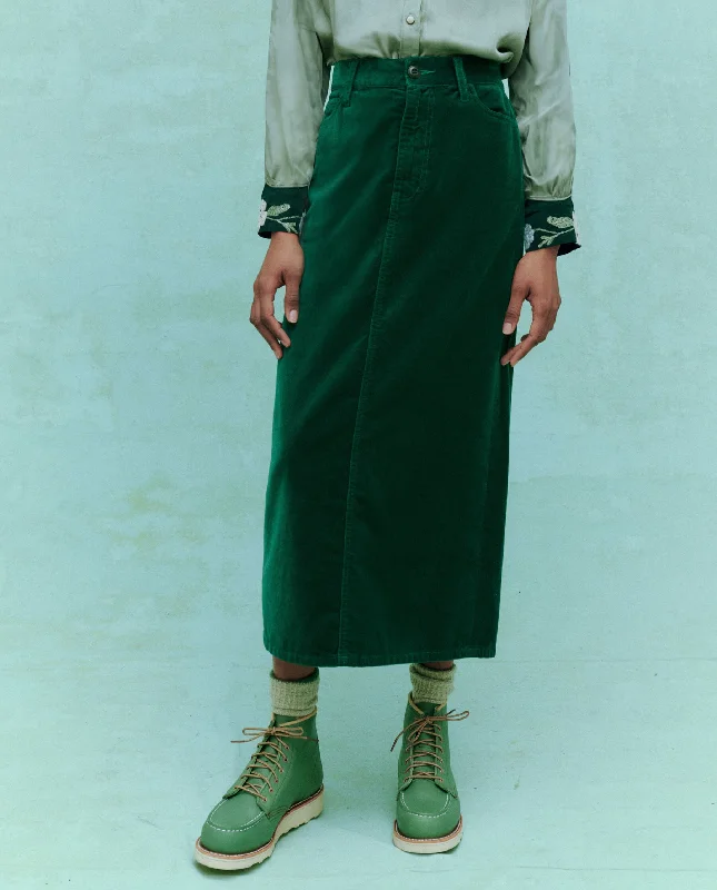 New Design The Velvet Column Skirt. -- Emerald