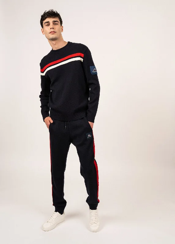 Fashion Must-have Viking wool pants with contrasting stripes - SAINT JAMES x Kappa (NAVY/ECUME/TULIPE)