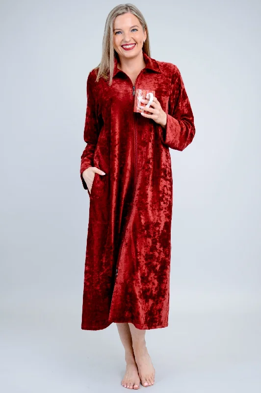 End Of The Year Zip Robe, Burgundy, Bamboo